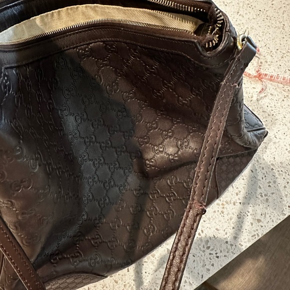 Vintage Gucci Brown Leather Shoulder hobo Bag - Picture 5 of 16